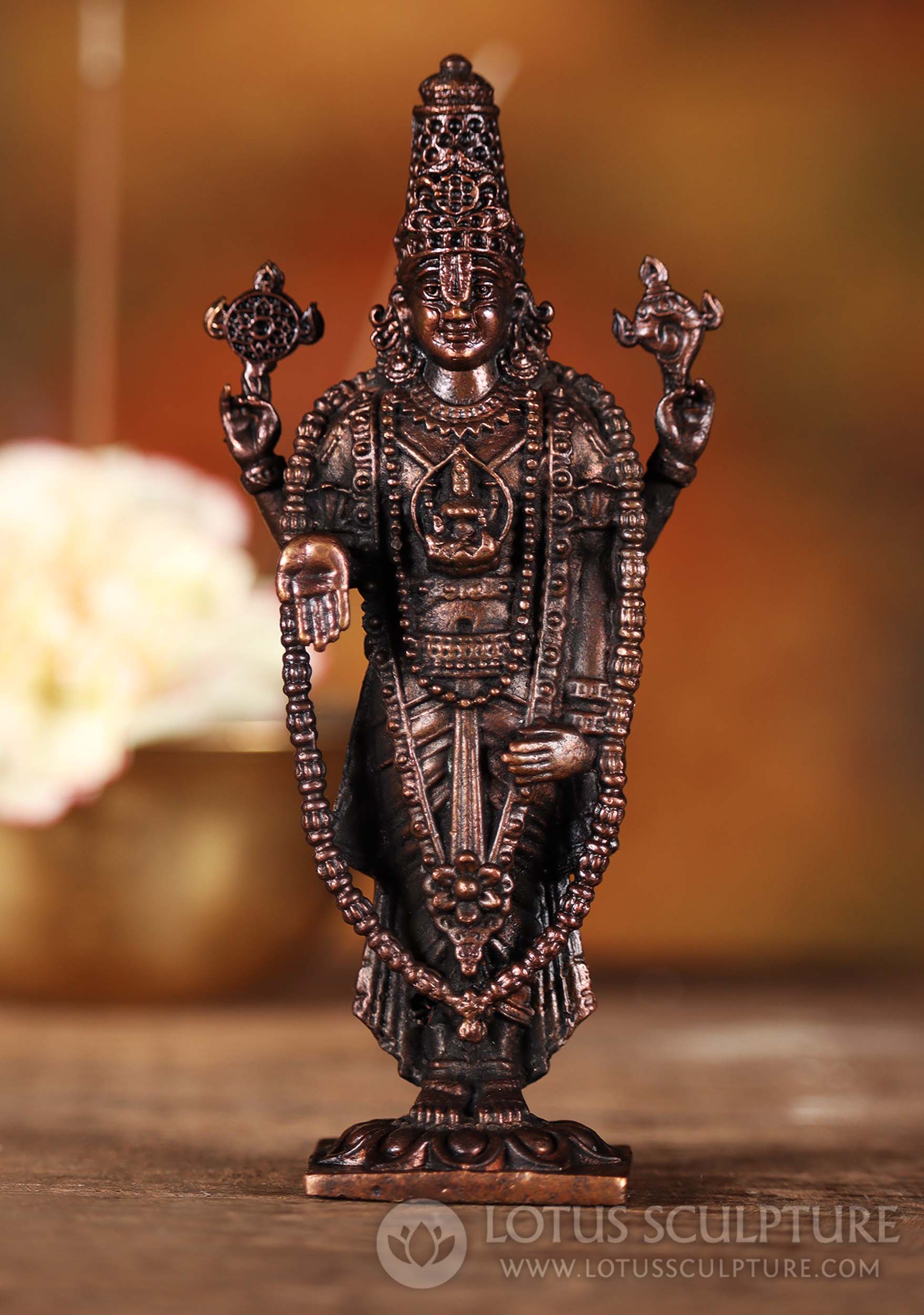 Lord Venkateswara Balaji Murti Statue - Tirumala Presiding Deity with Varada Mudra 4.25"